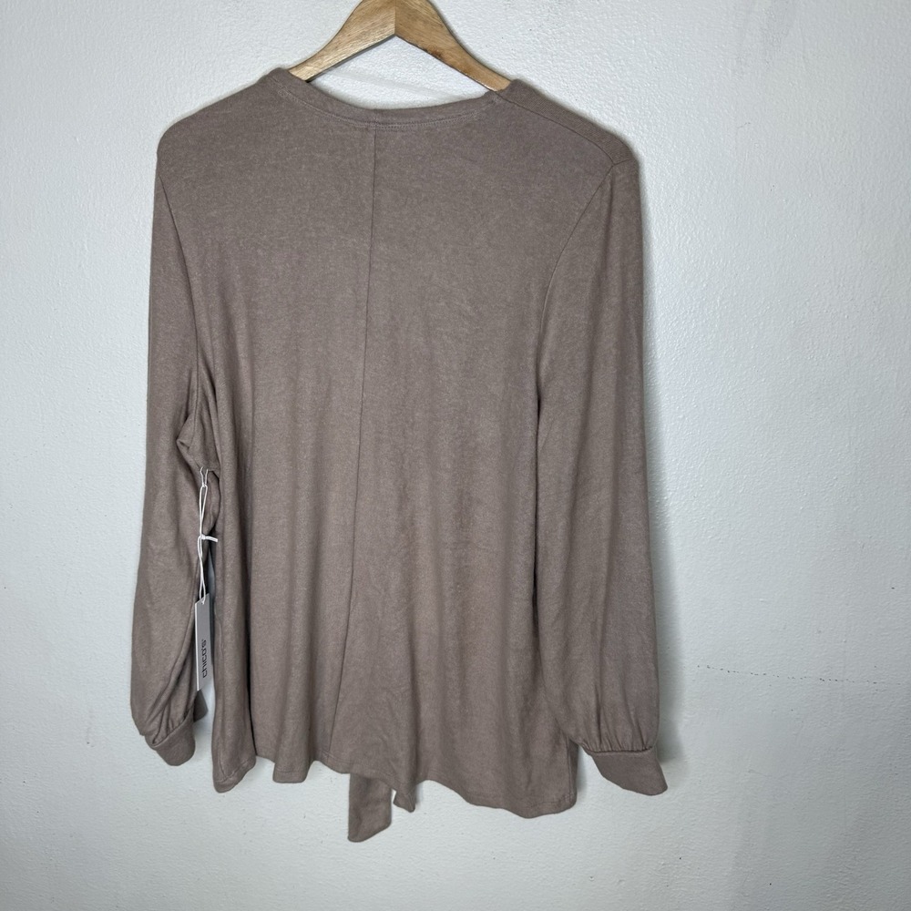 New Chicos Knit Top Cozy Tie Front Taupe Cardigan Sweater Size 3 Womens XL - Picture 6 of 12